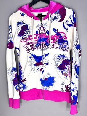 ED HARDY Graphic Zip Hoodie Jacket